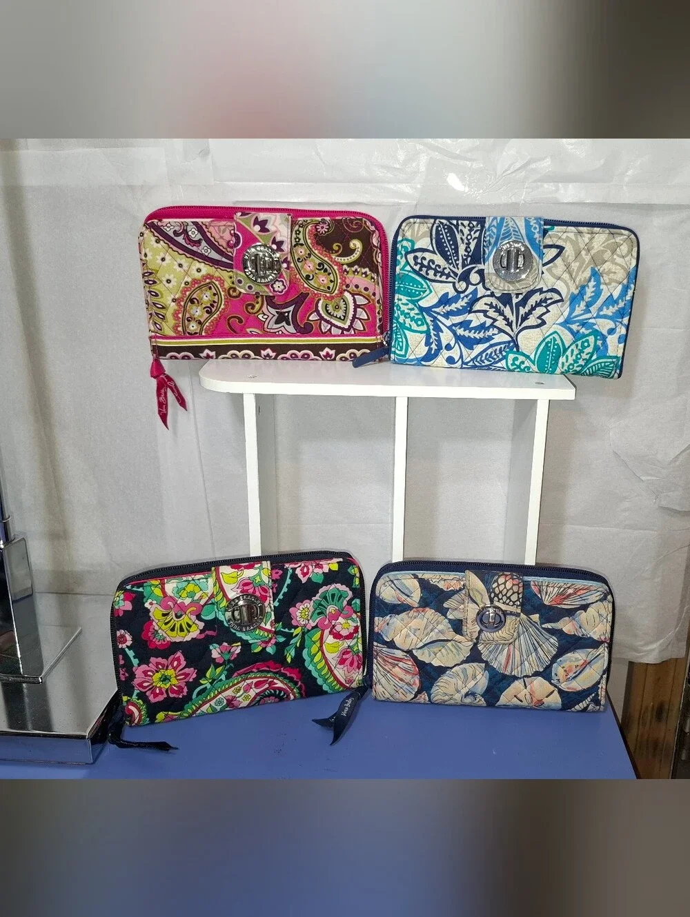 4 Vera Bradley Quilted Turnlock Wallets - EUC